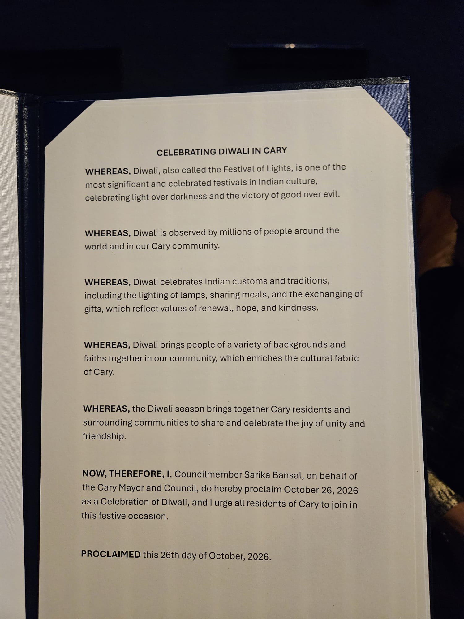 Diwali Proclamation 6