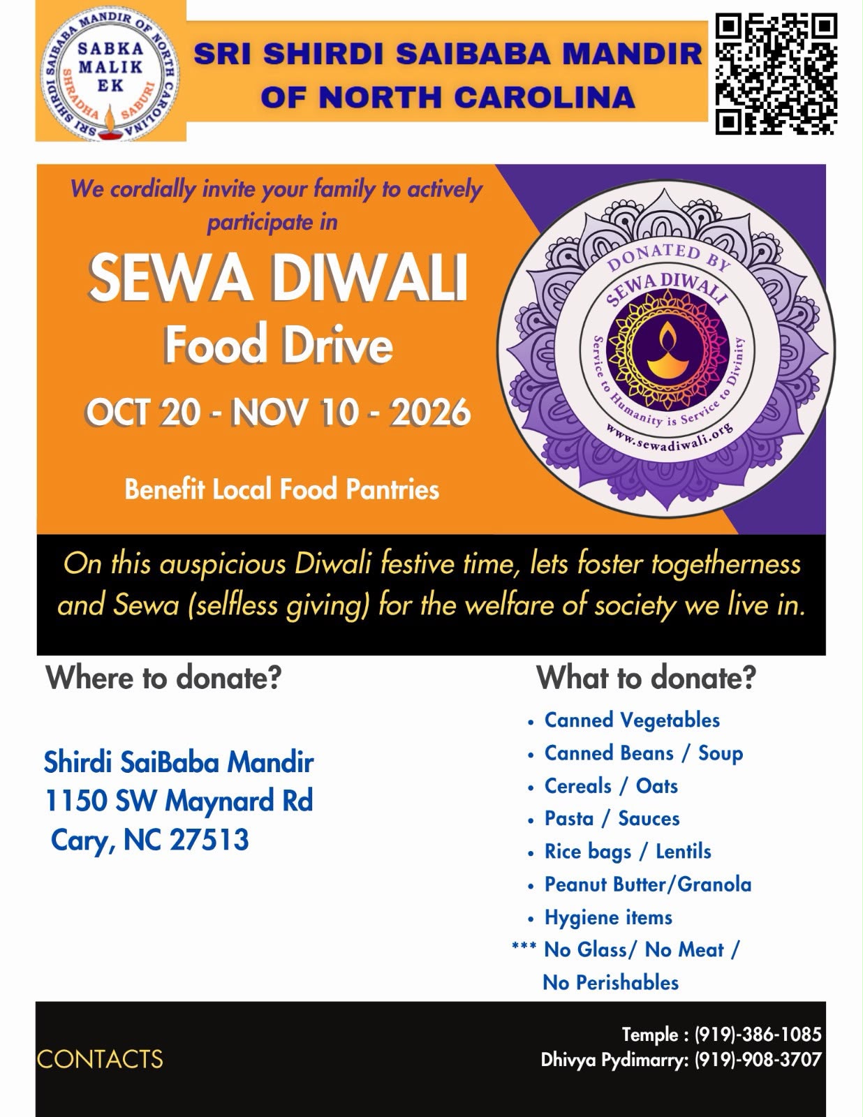 Seva Diwali Food Drive